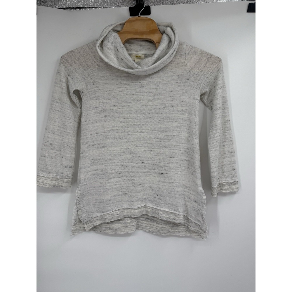 Maeve Anthropologie Risa Hacci Cowl Neck‎ Tunic Sweater White Grey Sz S